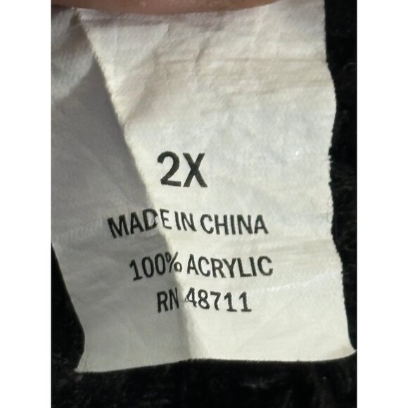 Falls Creek Sweater Women's 2X Chunky Knit Turtleneck Black Warm Winter Pullover - Picture 4 of 16